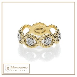 Anello Intrecci ovali fiori oro 18kt